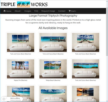 Large format photography in triptych format, printed directly to aluminum